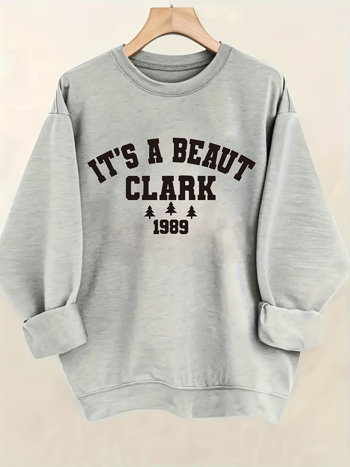 Women's Holiday Crewneck Sweatshirt - Regular Fit Crew Neck – Green detail view