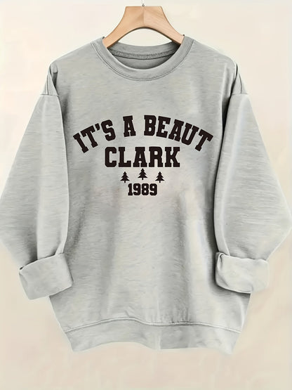 Women's Holiday Crewneck Sweatshirt - Regular Fit Crew Neck – Green detail view