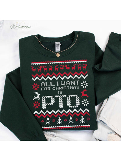 Women's Holiday Pullover Sweater - Regular Fit Crew Neck – 4-Color Selection detail view