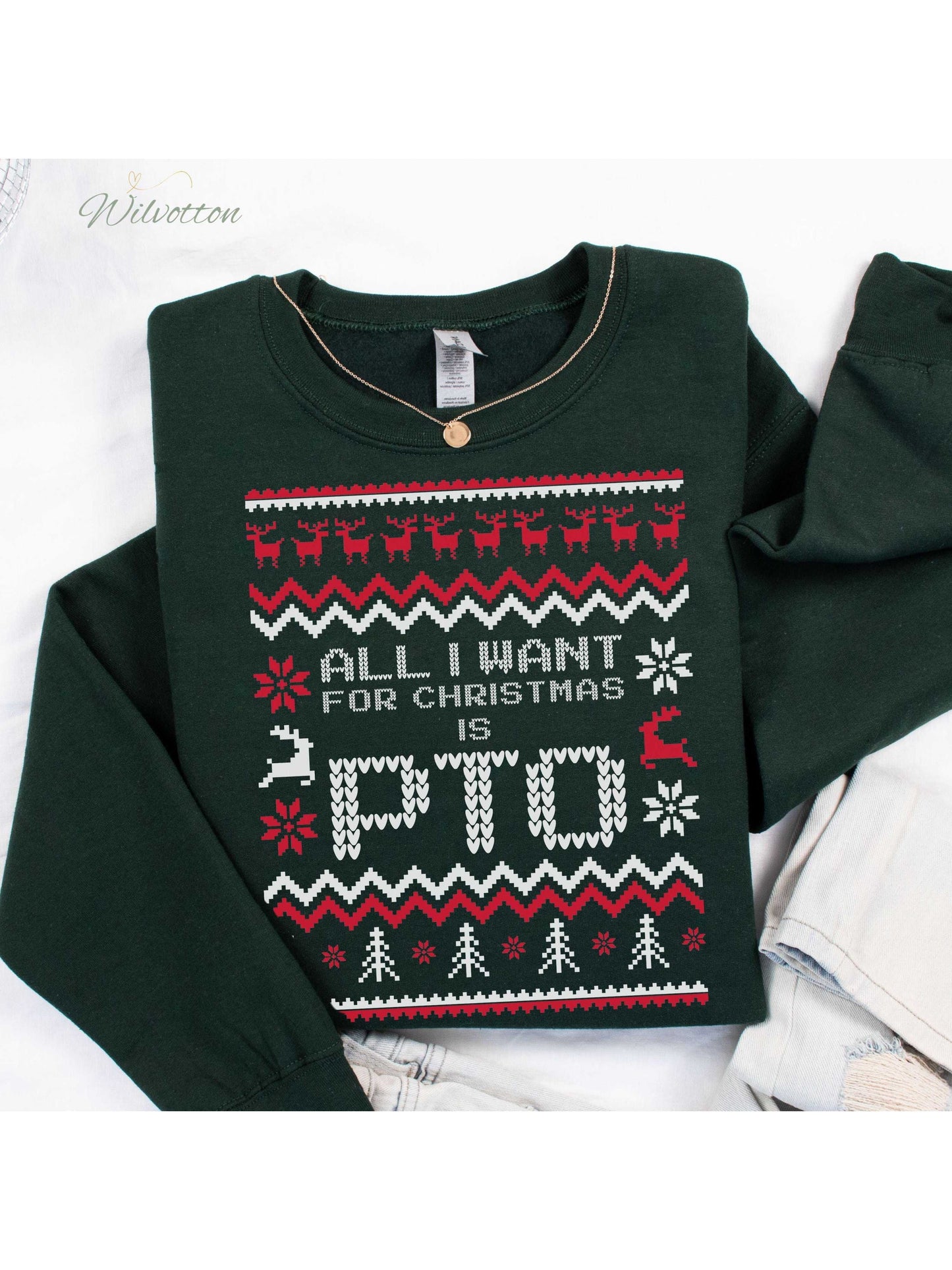 Women's Holiday Pullover Sweater - Regular Fit Crew Neck – 4-Color Selection – White option – main product image