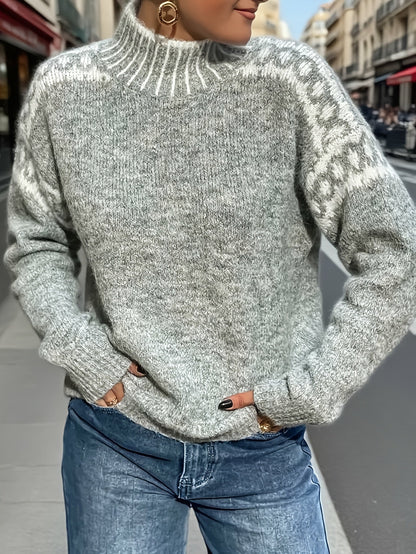 Women's Holiday Sweater - Relaxed Fit Classic Neck detail view