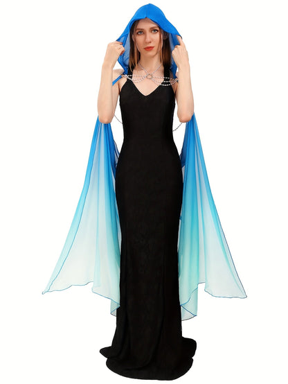 Women's Hooded Gothic Costume Cape - Full Length Tulle detail view