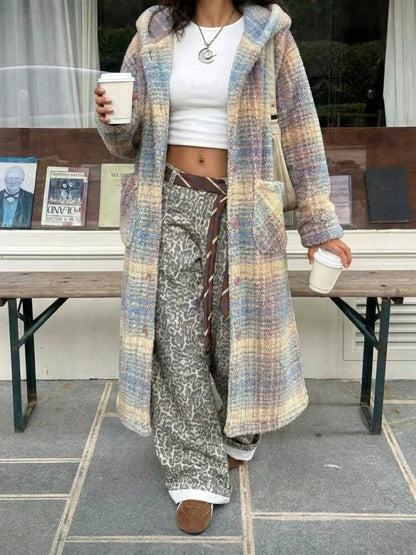 Women's Hooded Plaid Pullover Jacket detail view