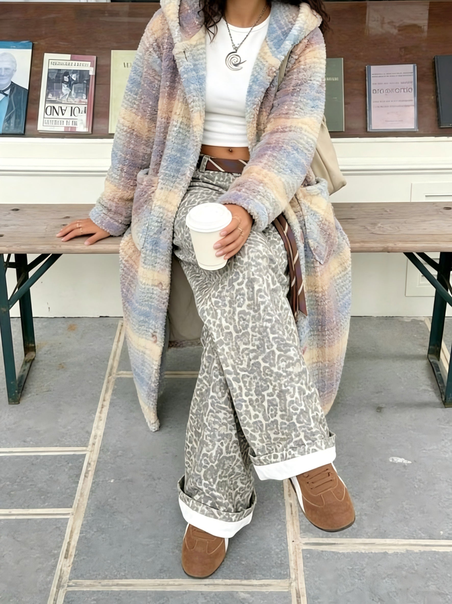 Women's Hooded Plaid Pullover Jacket detail view