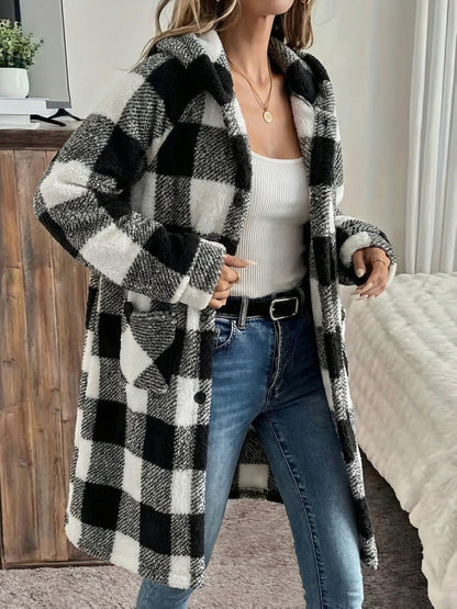 Women's Hooded Plaid Pullover Jacket detail view