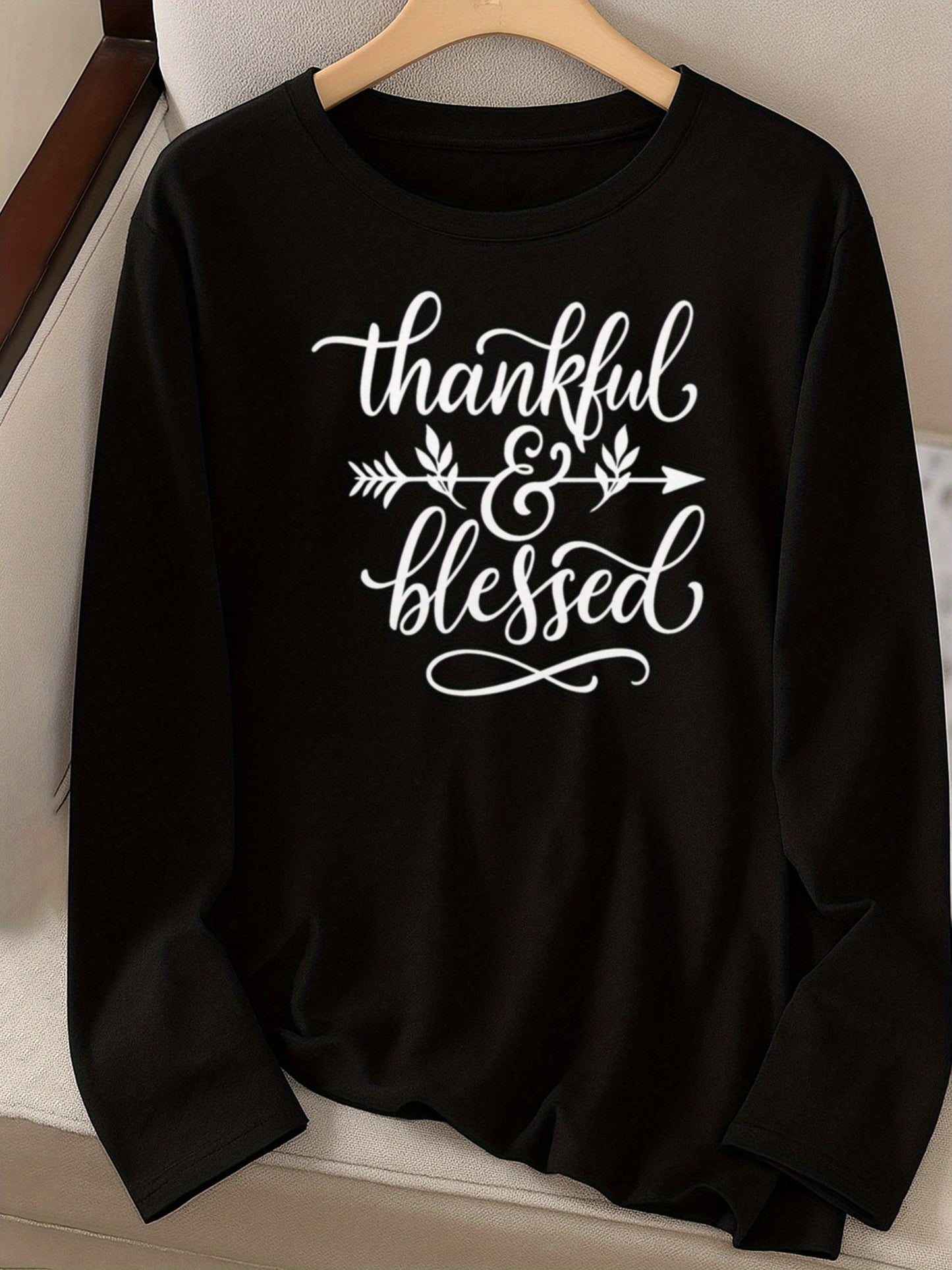 Women's Inspirational Graphic T-Shirt - Crew Neck Long Sleeve detail view