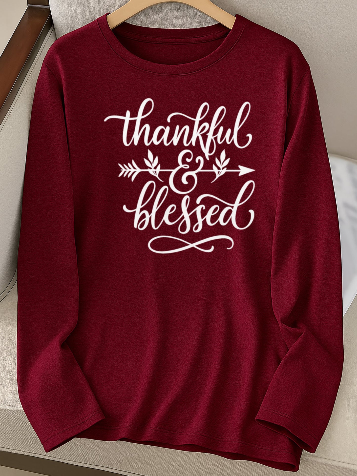 Women's Inspirational Graphic T-Shirt - Crew Neck Long Sleeve detail view