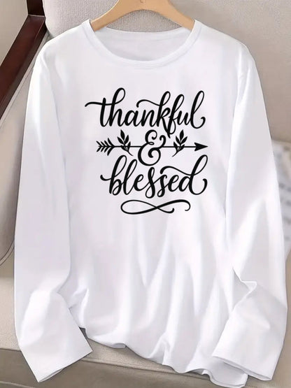 Women's Inspirational Graphic T-Shirt - Crew Neck Long Sleeve detail view