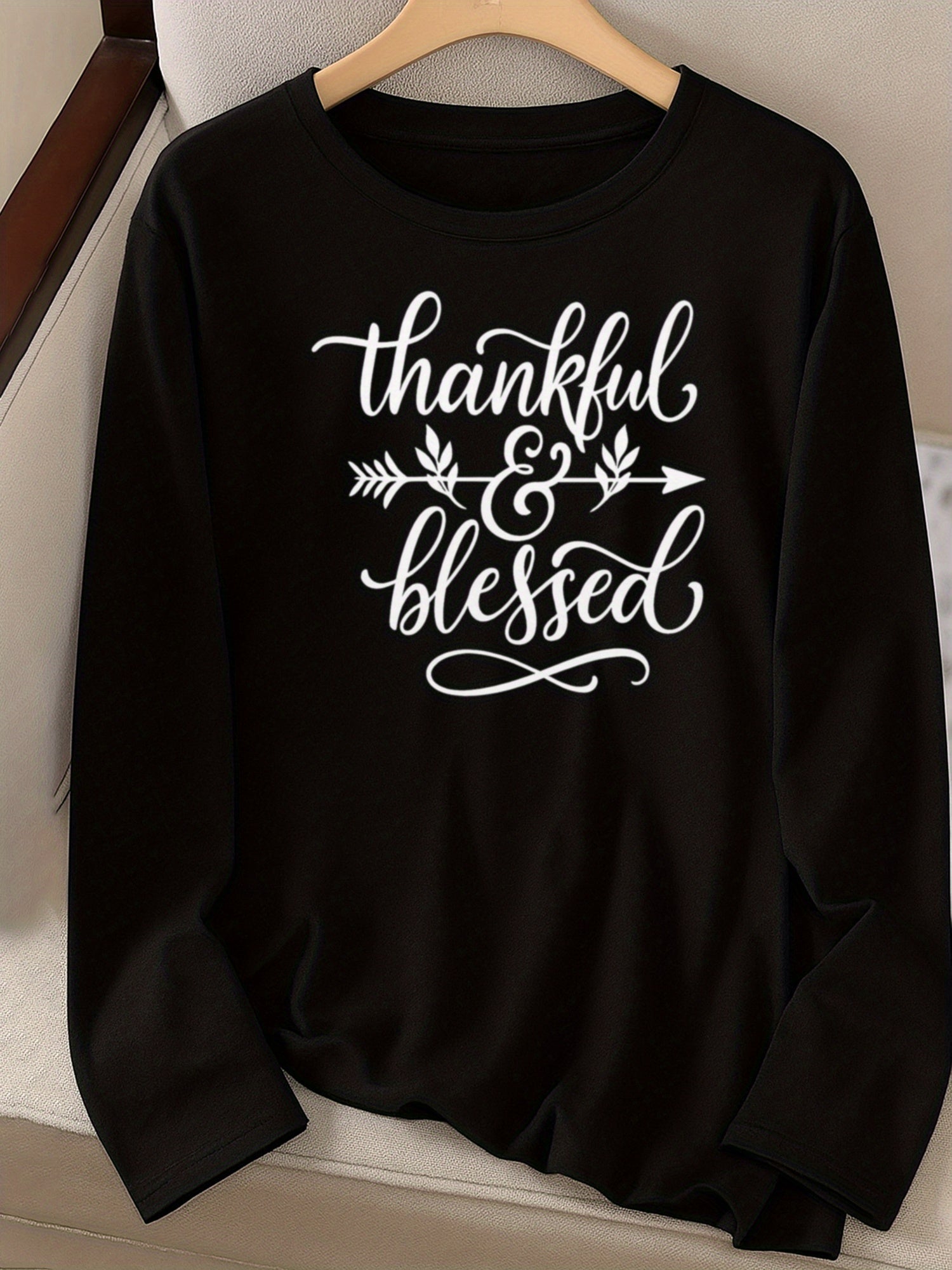 Women's Inspirational Graphic T-Shirt - Crew Neck Long Sleeve detail view