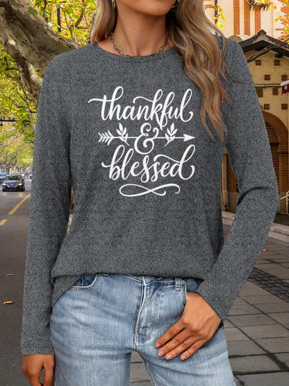 Women's Inspirational Graphic T-Shirt - Crew Neck Long Sleeve detail view