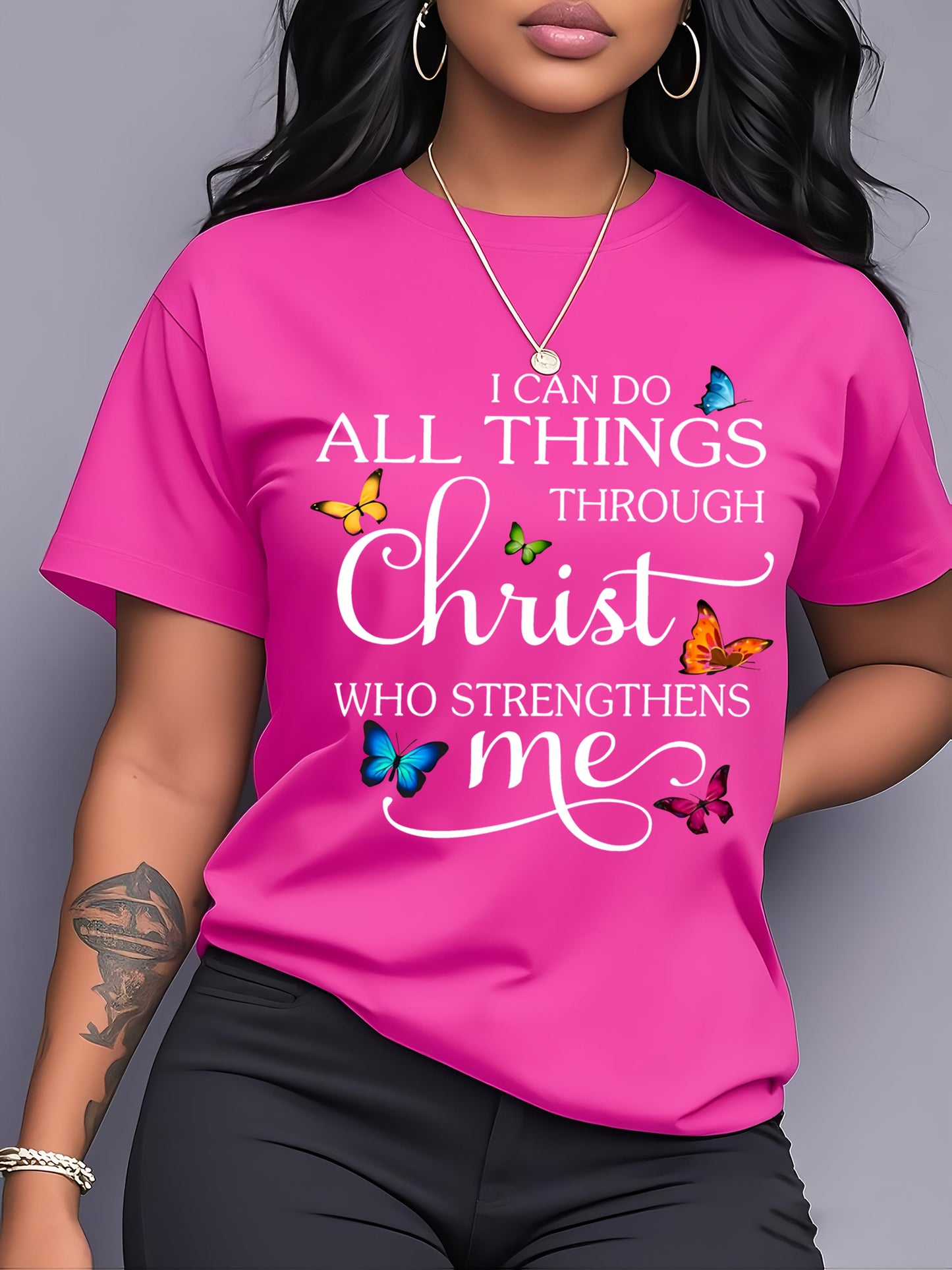 Women's Inspirational Graphic T-Shirt - Round Neck Short Sleeve – 3-Color Selection detail view