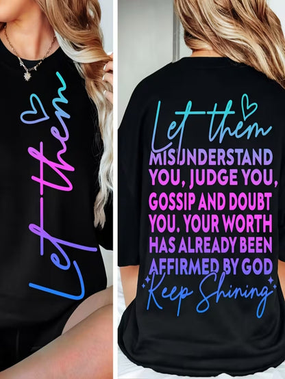 Women's Inspirational Graphic T-Shirt - Round Neck Short Sleeve – Black – Black option – main product image