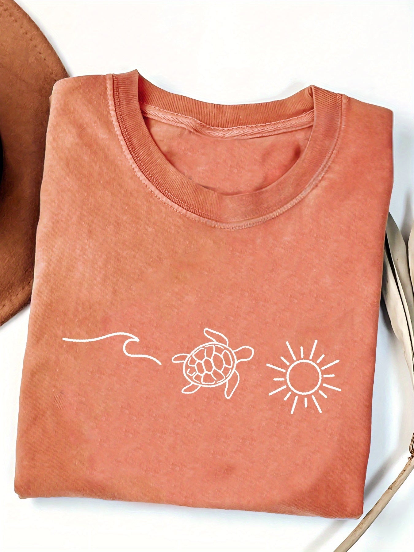 Women's Inspirational Graphic T-Shirt - Round Neck Short Sleeve – Orange / Dark Gray – view 10