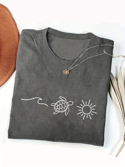 Women's Inspirational Graphic T-Shirt - Round Neck Short Sleeve – Orange / Dark Gray – Orange option – view 3