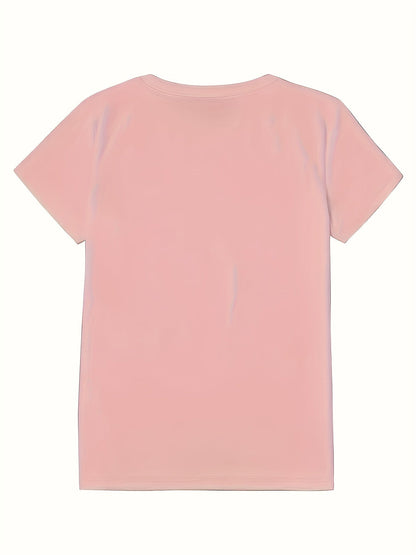 Women's Inspirational Graphic T-Shirt - Round Neck Short Sleeve – Red / Apricot detail view
