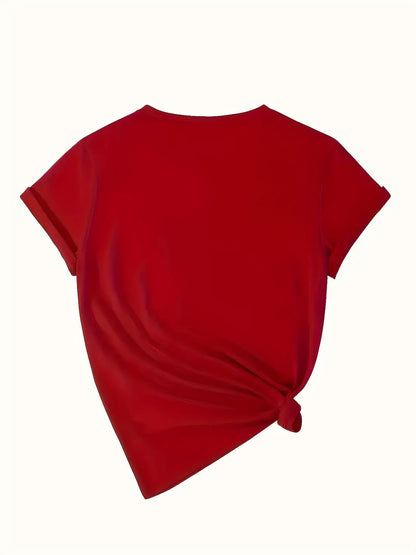 Women's Inspirational Graphic T-Shirt - Round Neck Short Sleeve – Red / Apricot detail view