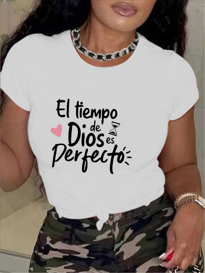 Women's Inspirational Graphic T-Shirt - Round Neck Short Sleeve – Red / Apricot – Red option – view 3
