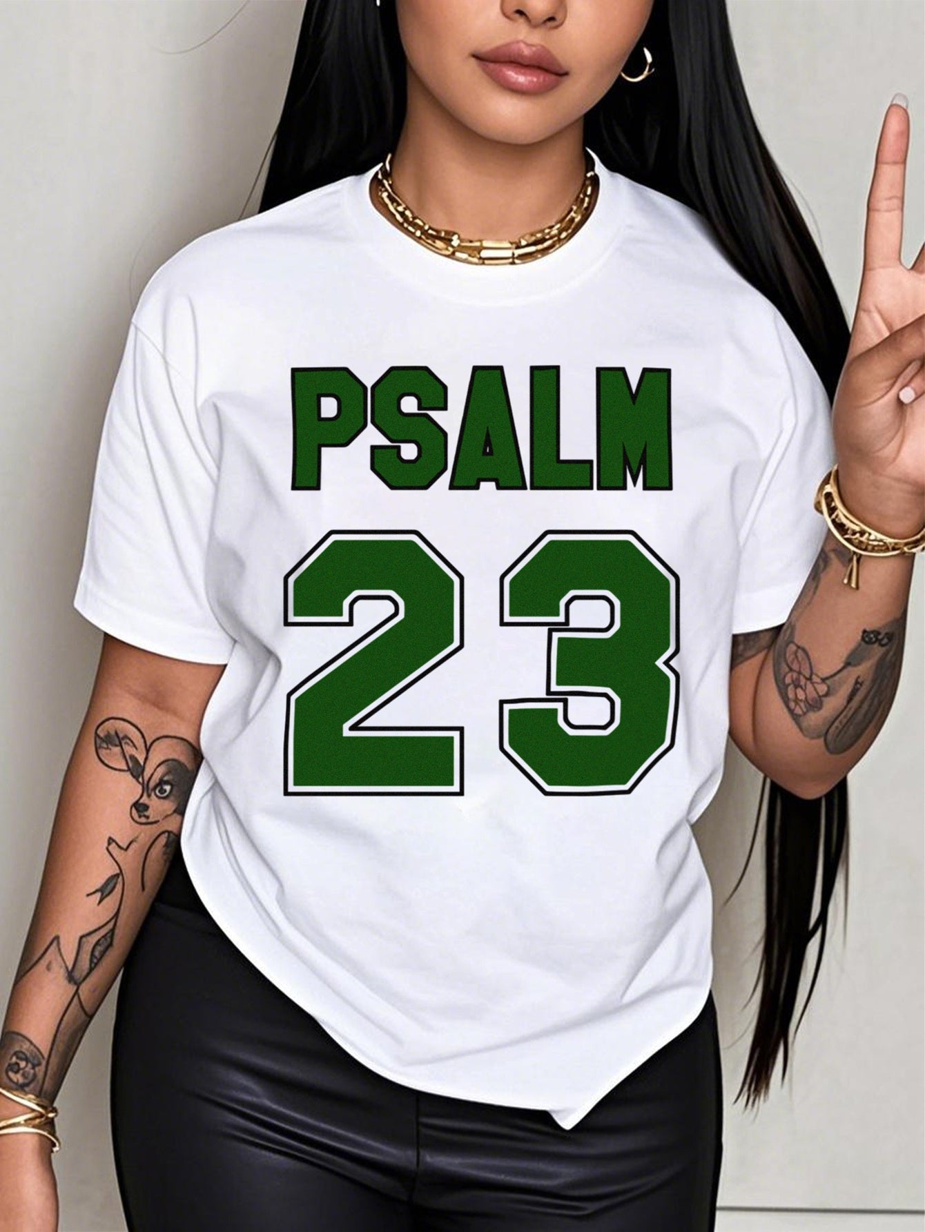Women's Inspirational Graphic T-Shirt - Round Neck Short Sleeve – Regular fit / Black / White detail view