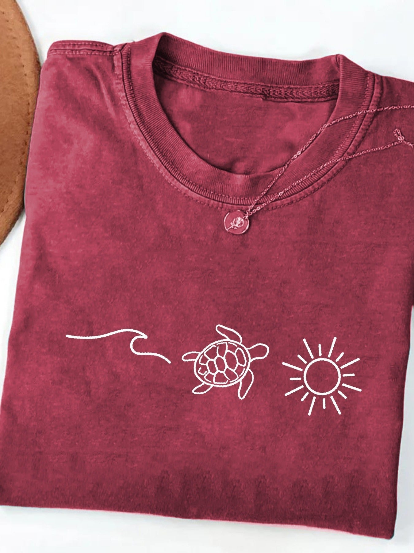 Women's Inspirational Graphic T-Shirt - Round Neck Short Sleeve – Sky Blue / Green detail view