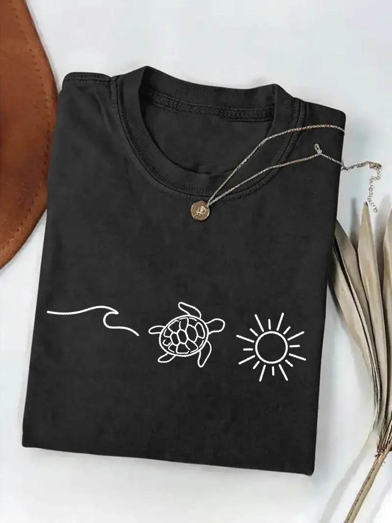 Women's Inspirational Graphic T-Shirt - Round Neck Short Sleeve – Sky Blue / Green – Blue option – view 5