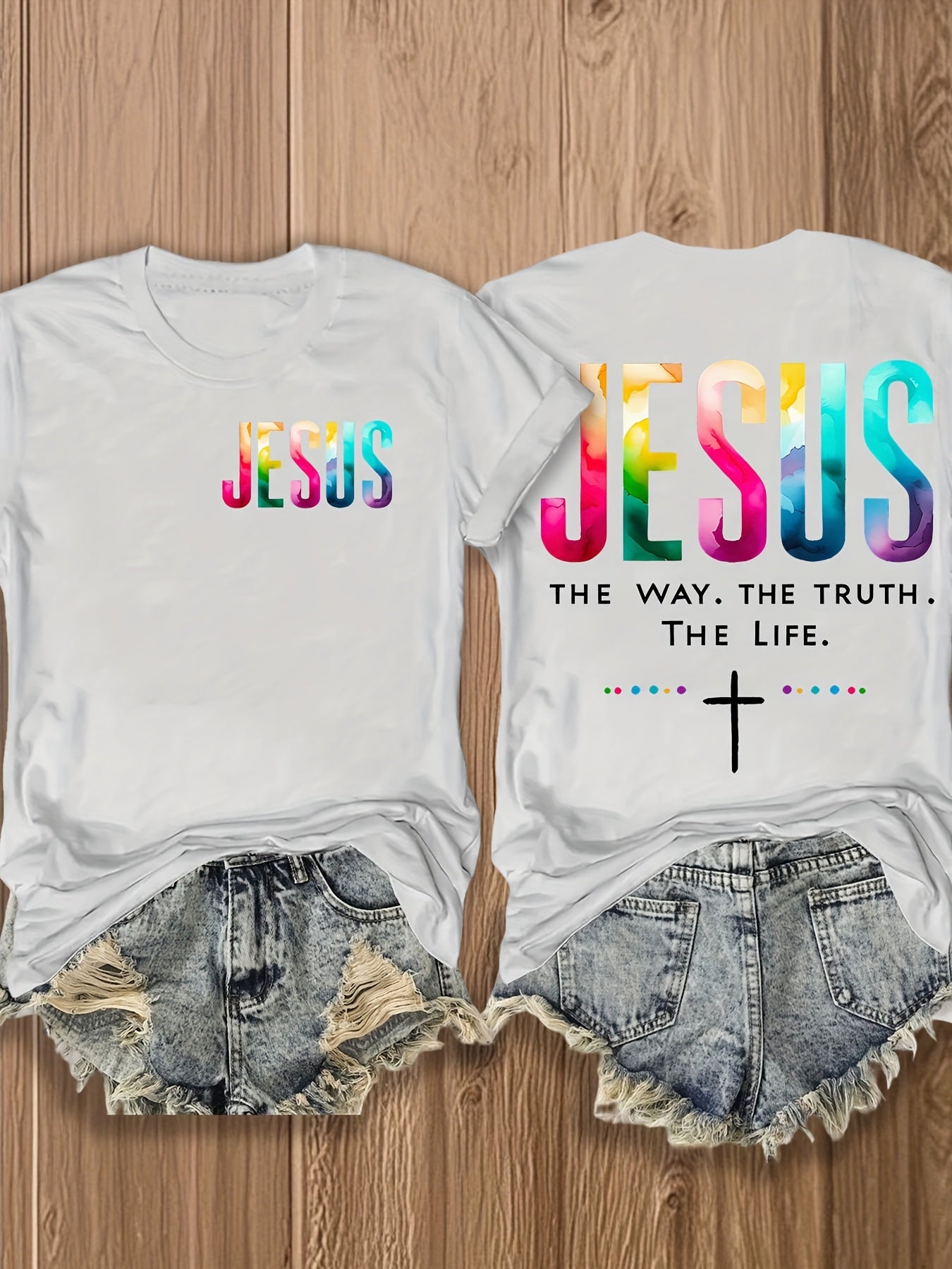 Women's Inspirational Graphic T-Shirt - Round Neck Short Sleeve – White Printed – view 10