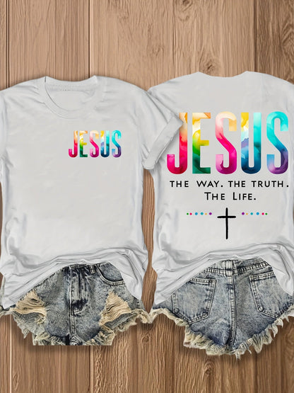 Women's Inspirational Graphic T-Shirt - Round Neck Short Sleeve – White Printed – view 10