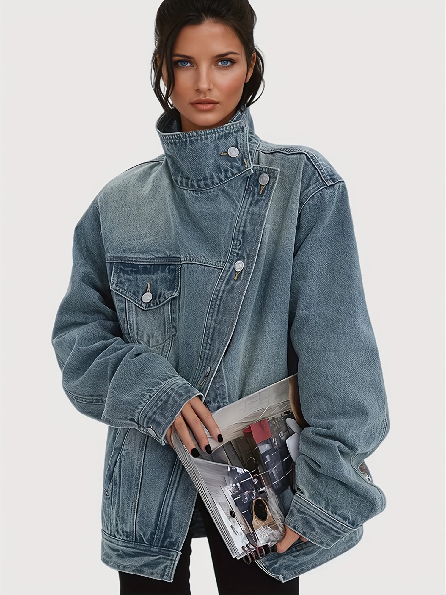 Women's Jacket - Denim-Look Button-Front detail view