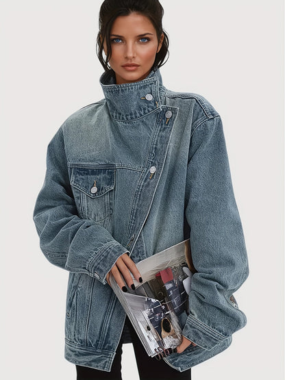 Women's Jacket - Denim-Look Button-Front detail view