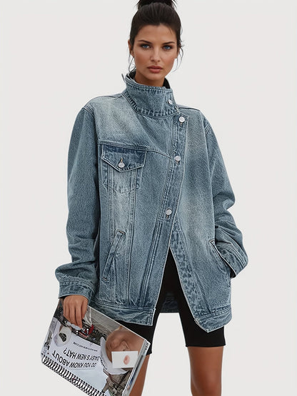 Women's Jacket - Denim-Look Button-Front detail view