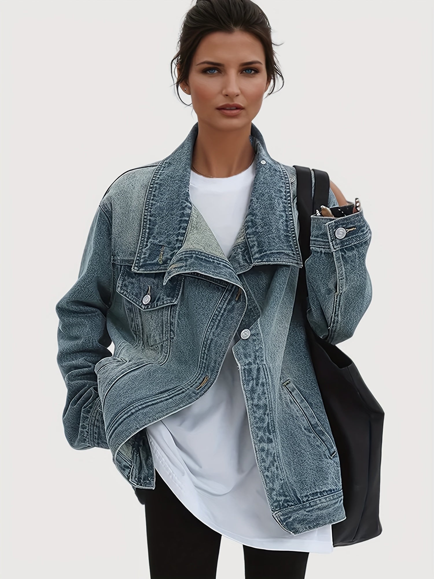 Women's Jacket - Denim-Look Button-Front detail view