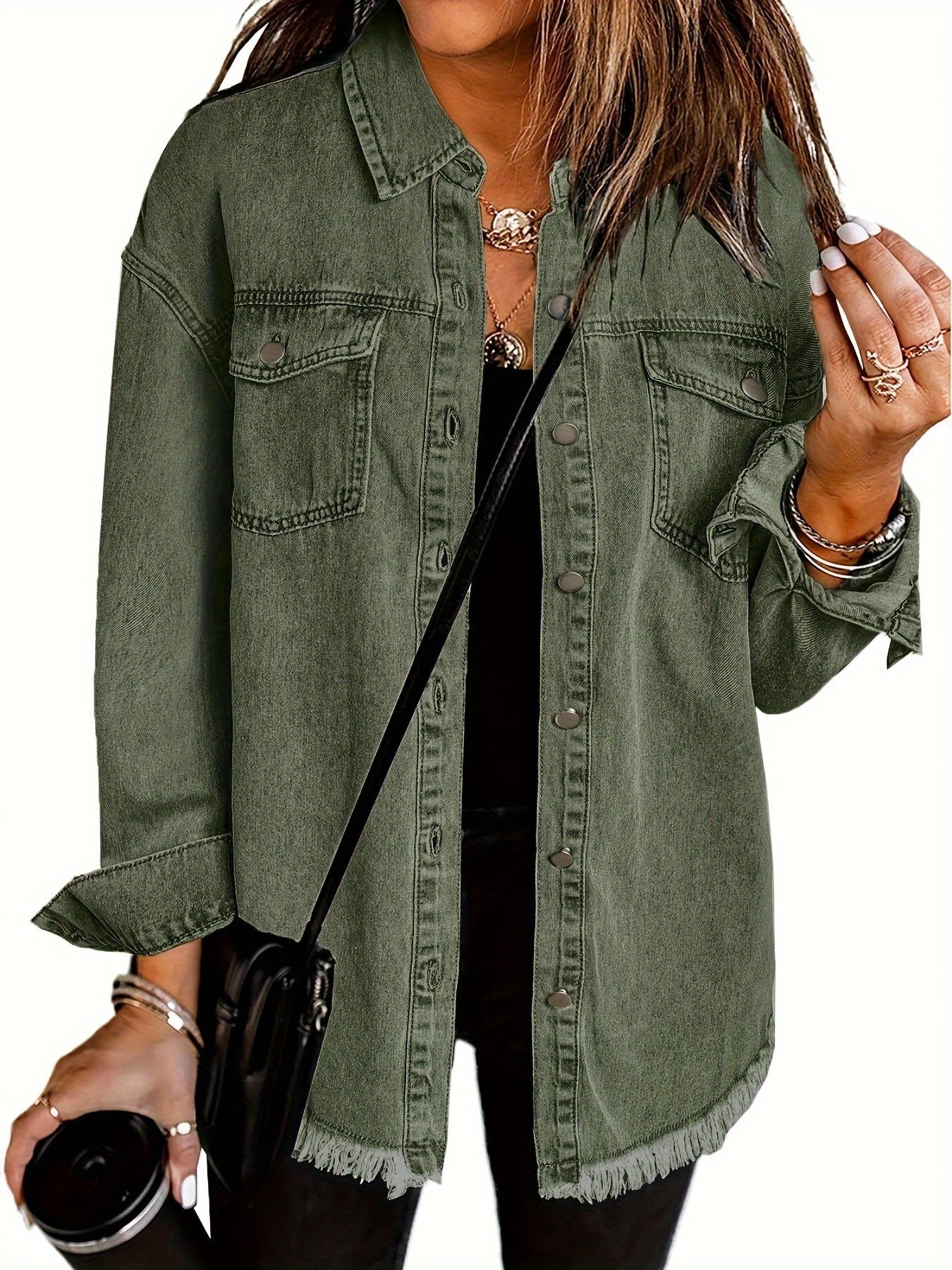 Women's Jacket - Denim-Look Long Sleeve detail view