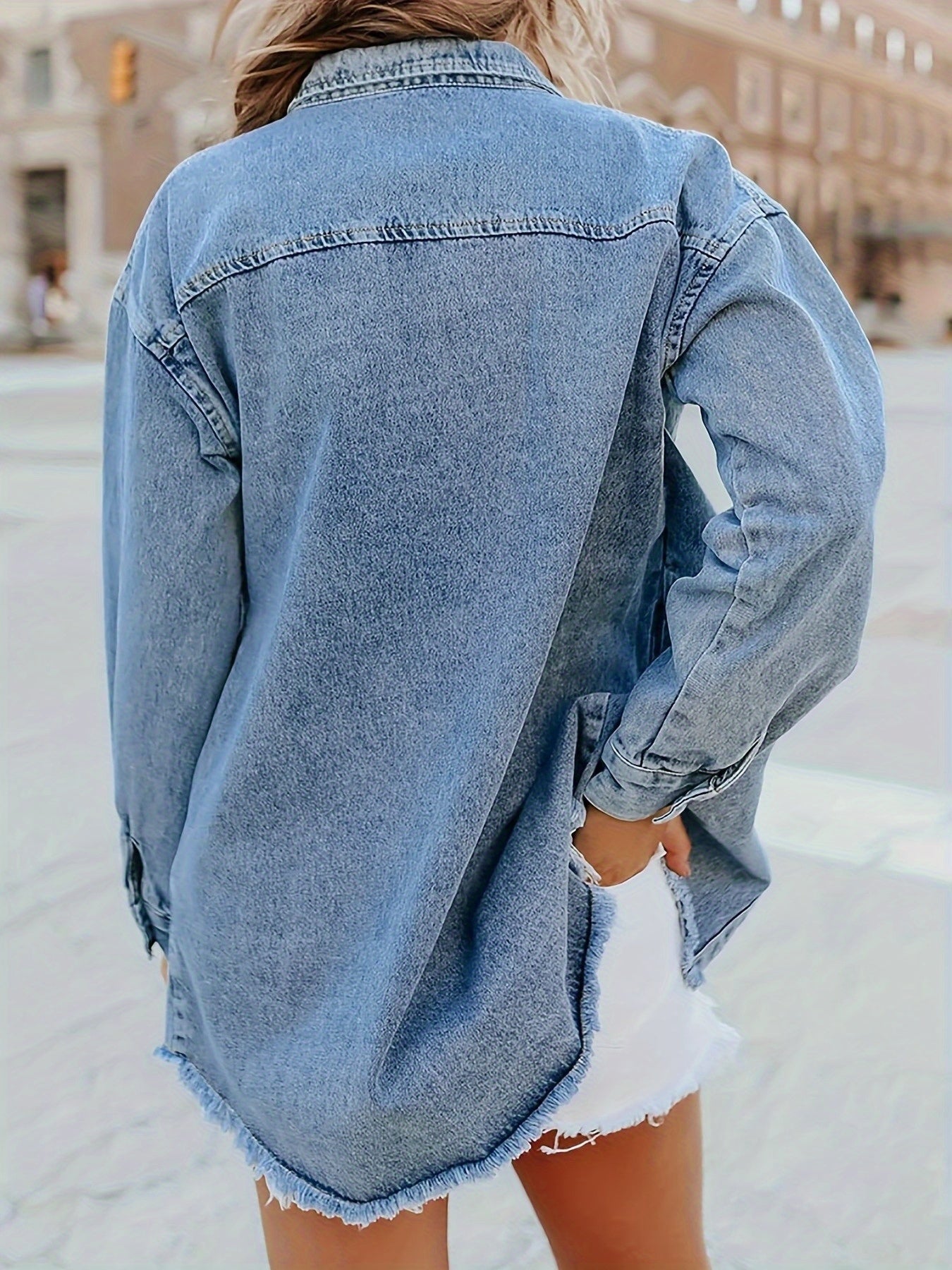 Women's Jacket - Denim-Look Long Sleeve detail view
