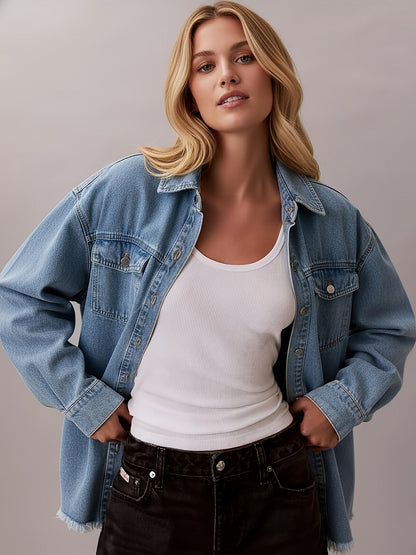 Women's Jacket - Denim-Look Long Sleeve detail view