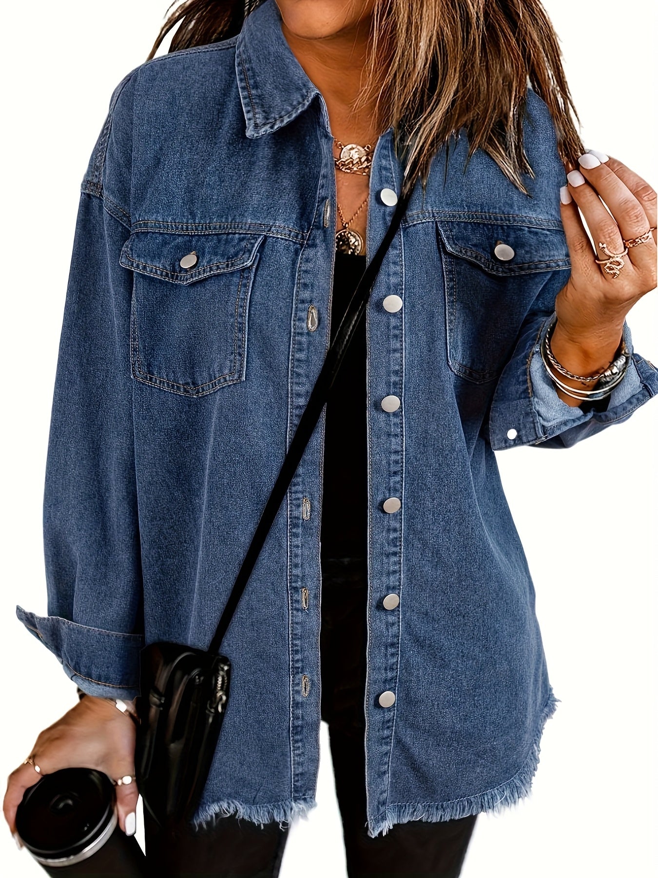 Women's Jacket - Denim-Look Long Sleeve detail view