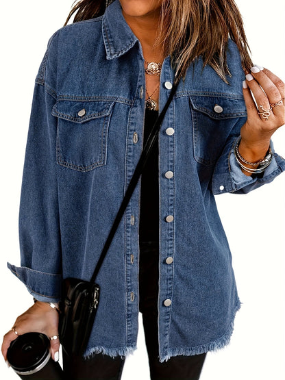 Women's Jacket - Denim-Look Long Sleeve – Blue option – view 3