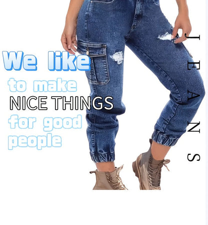 Women's Jeans - Dark Blue Distressed – Sizes S–XXL detail view