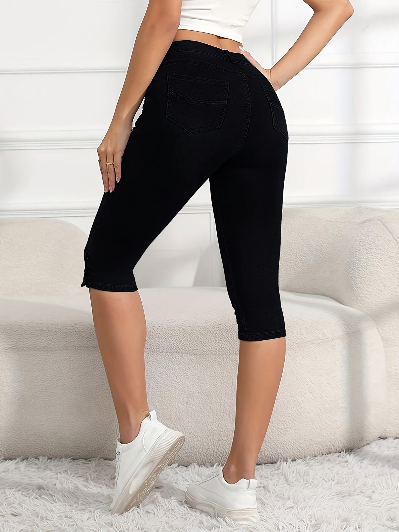 Women's Jeans - Dark Blue Pocket Detail Stretch detail view