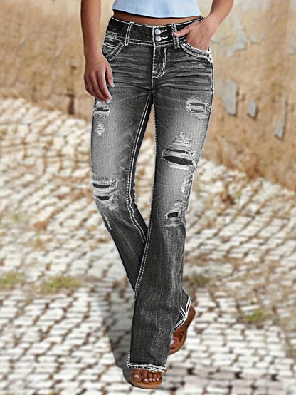 Women's Jeans - Dark Blue Pocket Detail Stretch All-Season – Blue option – view 7