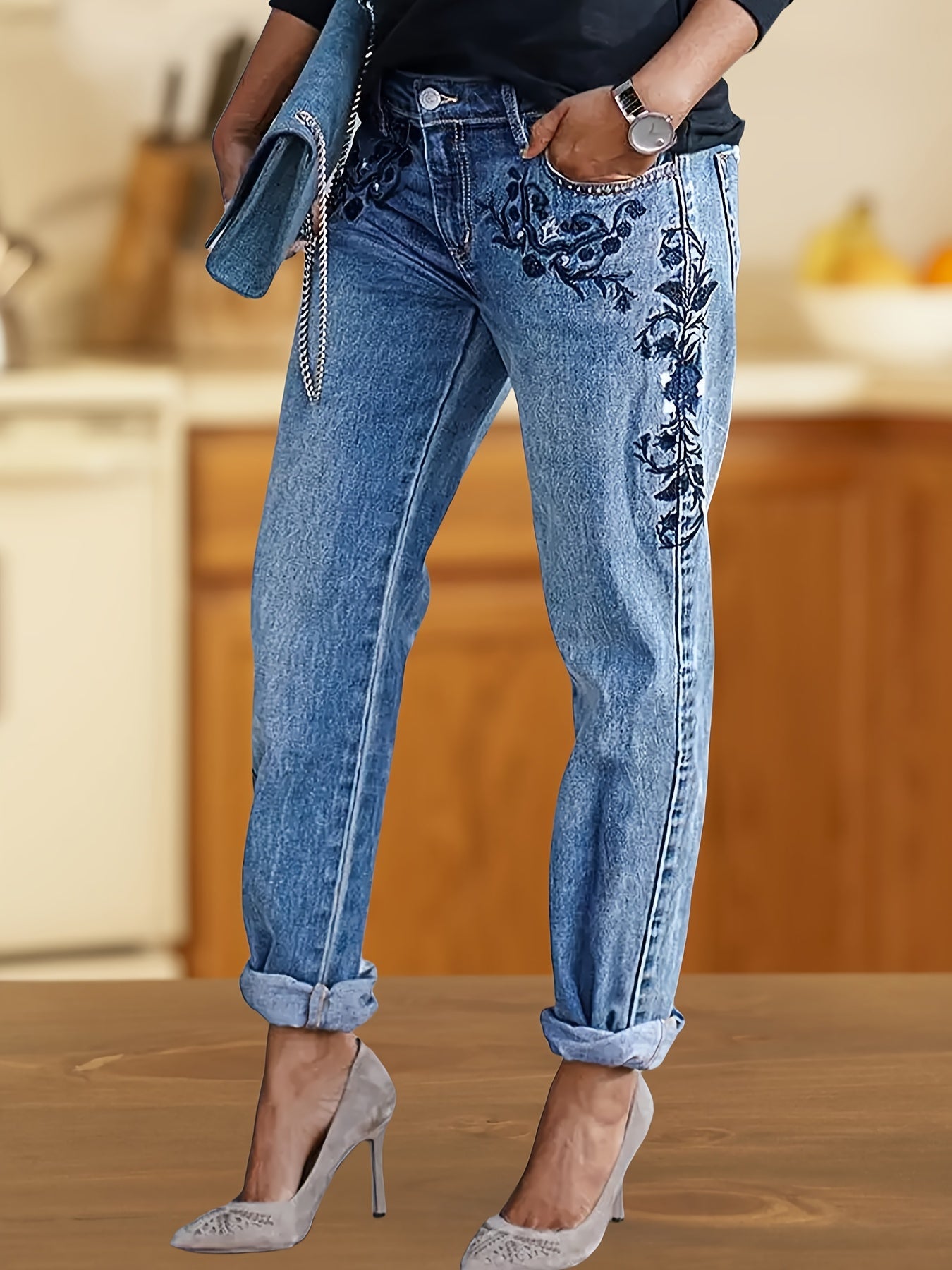 Women's Jeans - Denim – Dark Blue detail view