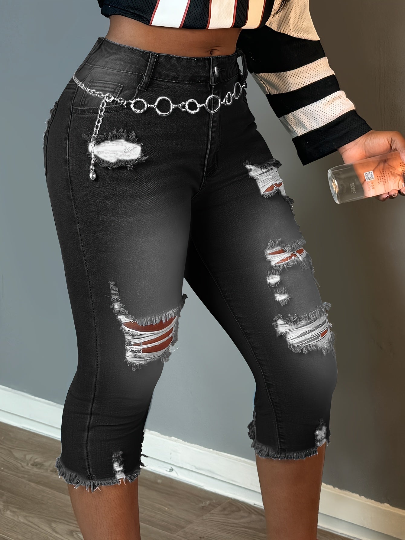 Women's Jeans - Distressed Slim Fit detail view