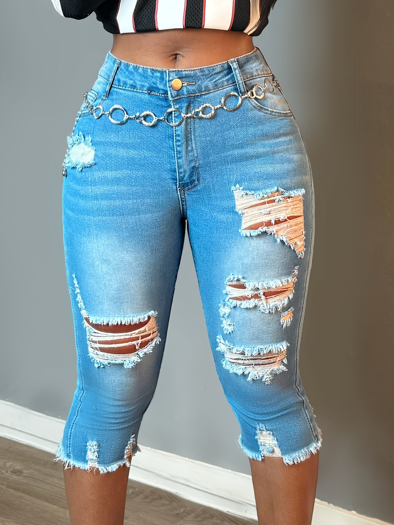 Women's Jeans - Distressed Slim Fit detail view
