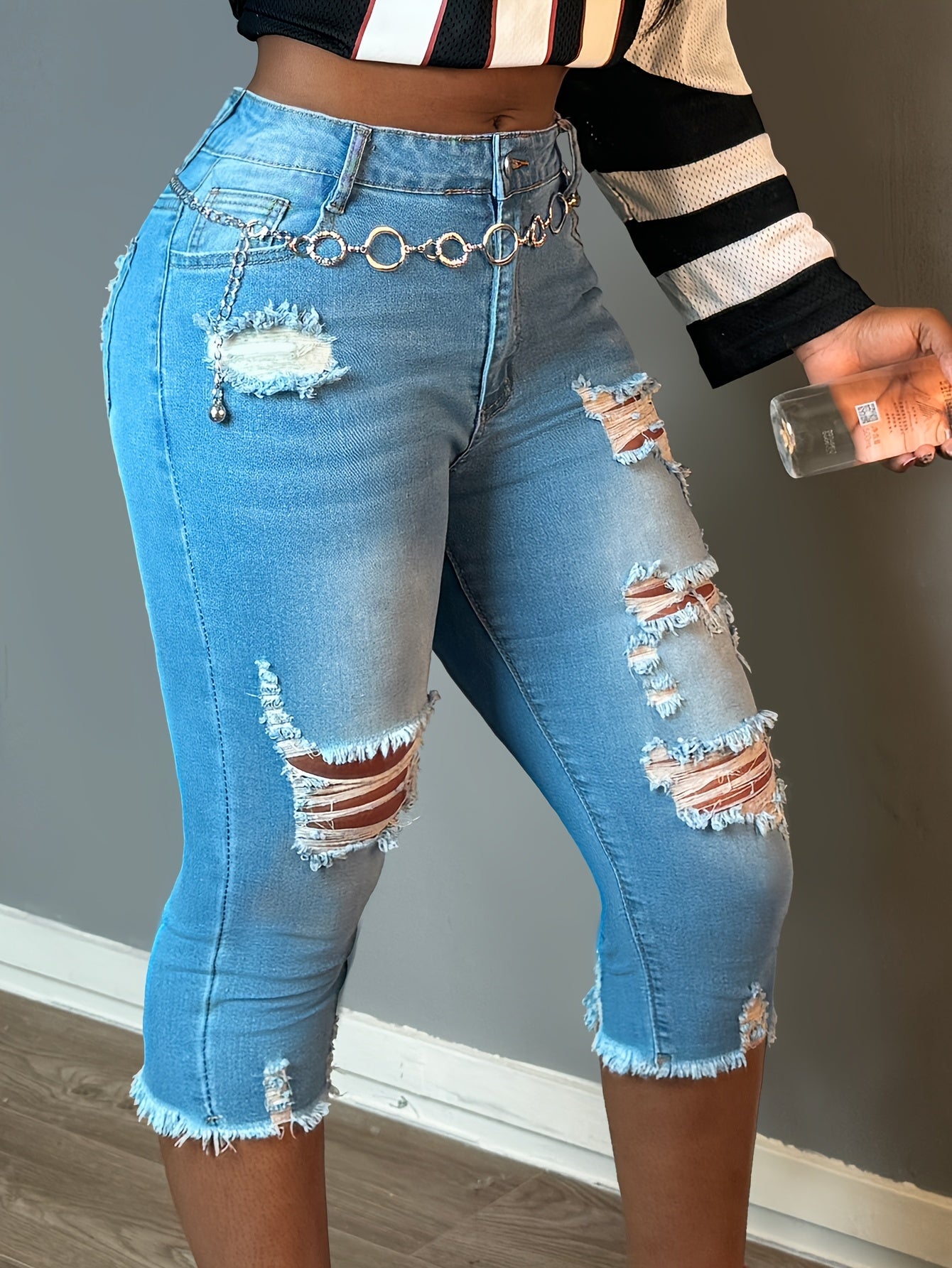 Women's Jeans - Distressed Slim Fit detail view