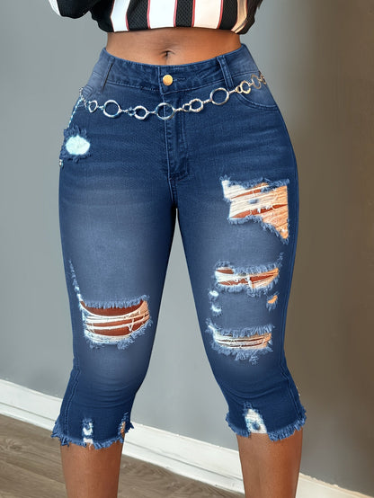 Women's Jeans - Distressed Slim Fit – Blue option – main product image