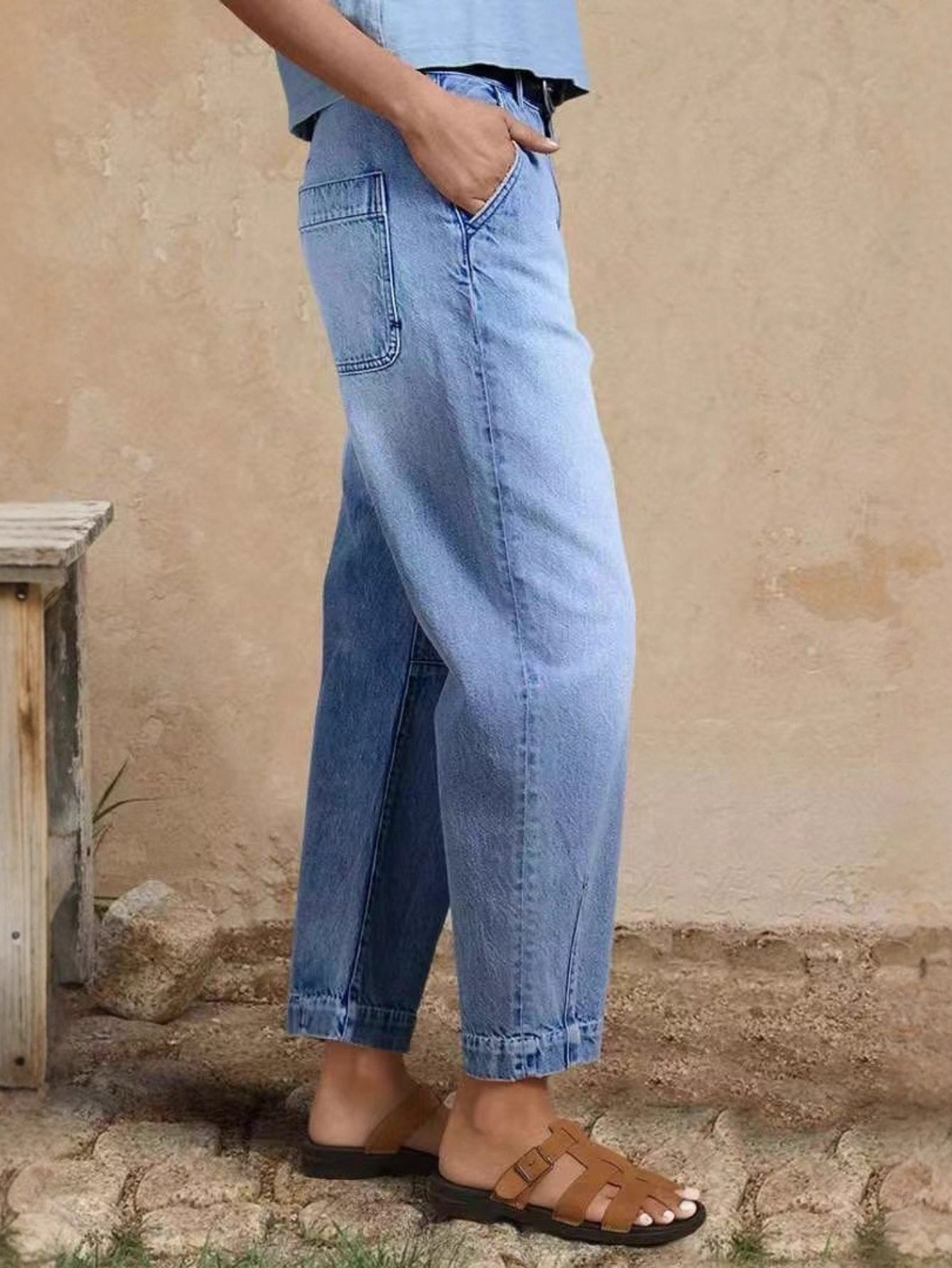 Women's Jeans - Light Blue Stretch detail view