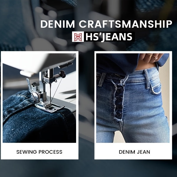Women's Jeans - Medium Blue Vintage Wash Patchwork detail view