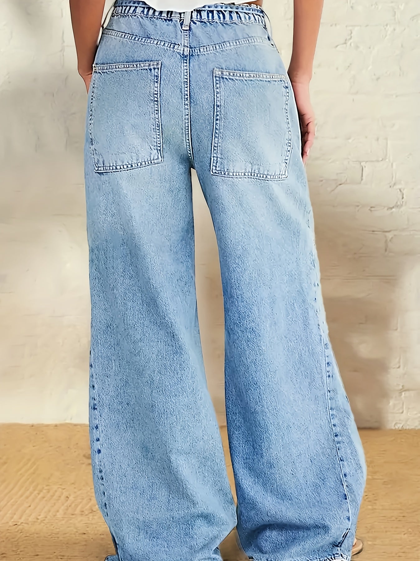 Women's Jeans - Medium Blue Vintage Wash Patchwork detail view