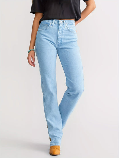 Women's Jeans - Sky Blue Button Detail detail view