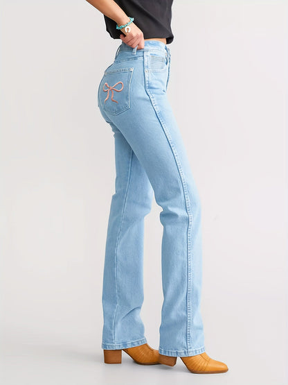 Women's Jeans - Sky Blue Button Detail detail view