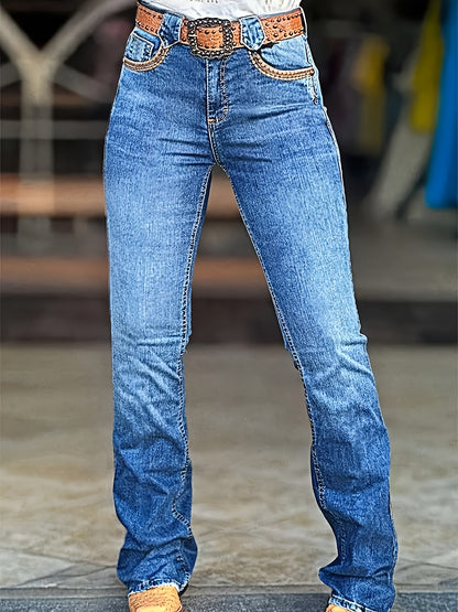 Women's Jeans - Vibrant Blue Stretch detail view