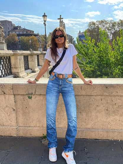Women's Jeans - Vibrant Blue Stretch detail view